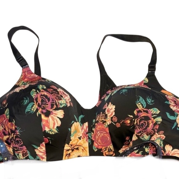 torrid Other - Torrid bra Back Smoothing lightly-lined full coverage bra black floral print 42c